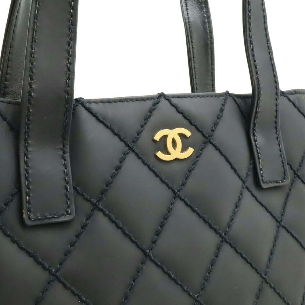 CHANEL Black Leather Logo Tote Bag - Picture 8 of 9